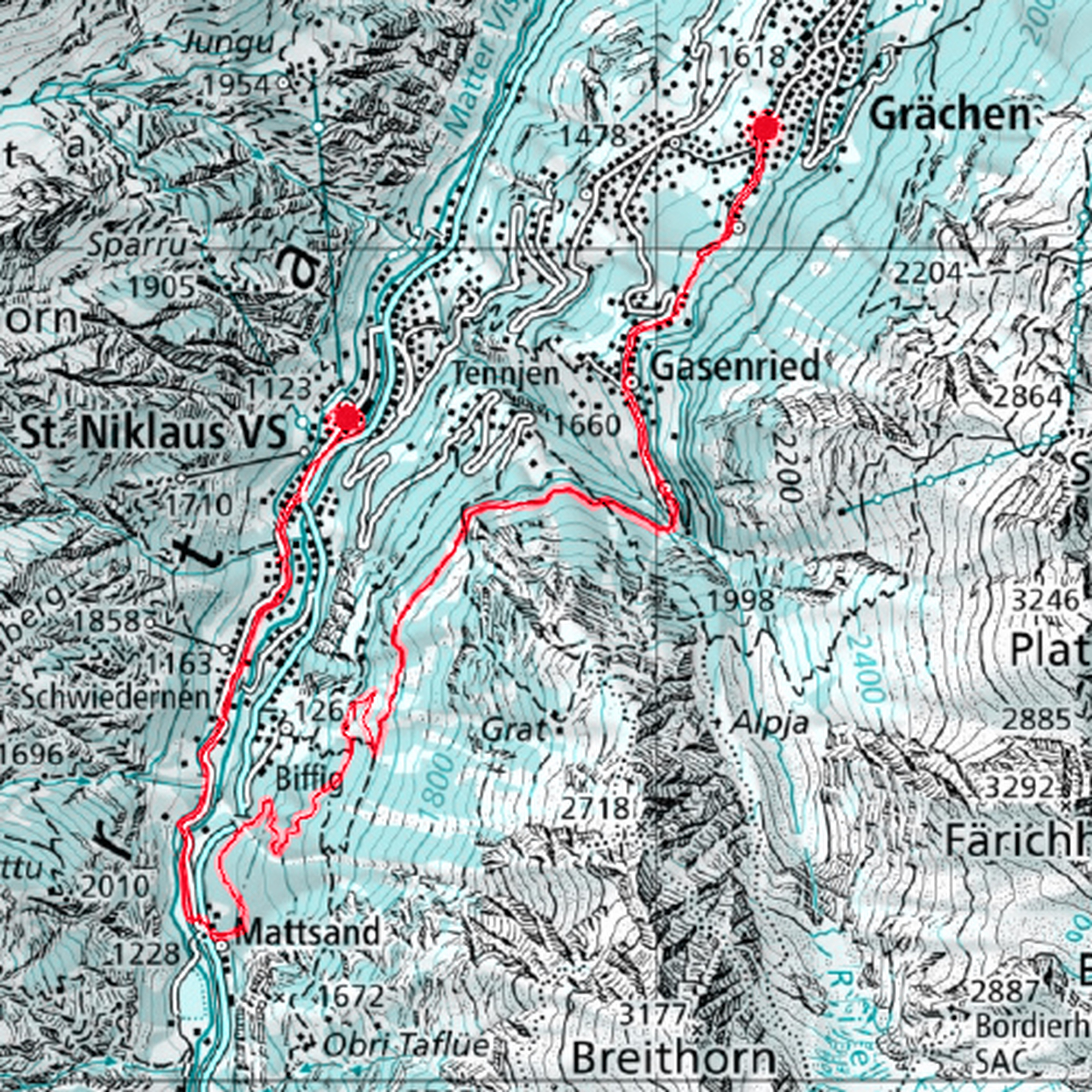 Abseits der Verkehrsströme Der Mattsand-Trail in Grächen Abseits der Verkehrsströme Der Mattsand-Trail in Grächen